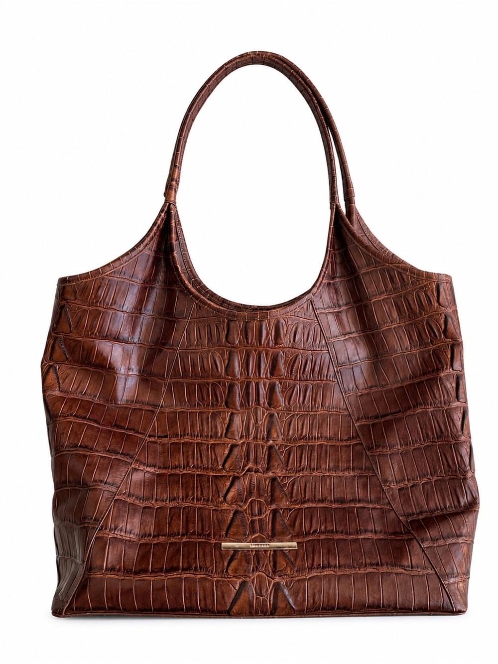 Brahmin Melora Brown Croc-Embossed Leather Tote shoulder bag